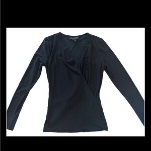 Donna Karan XS Black V Neck Blouse Top Glam Glam Cocktail XS